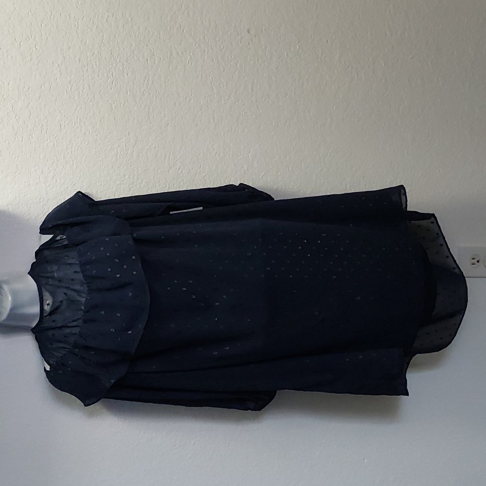 Old Navy Navy Blue Ruffle Blouse